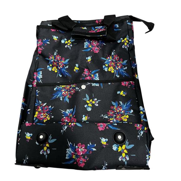 Black floral wheeling everyday travel bag large NWT - Picture 6 of 7
